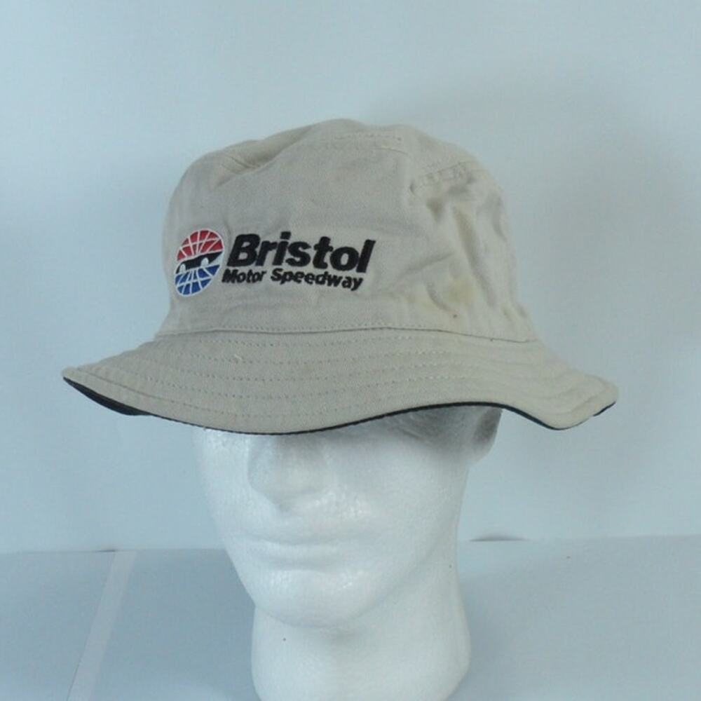 Bristol Motor Speedway Bucket Cap Hat Reversible One Size Fits Most Khaki Black
